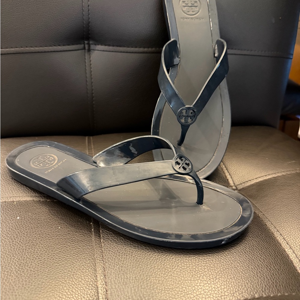 Tory Burch Navy Patent Miller Jelly Sandals